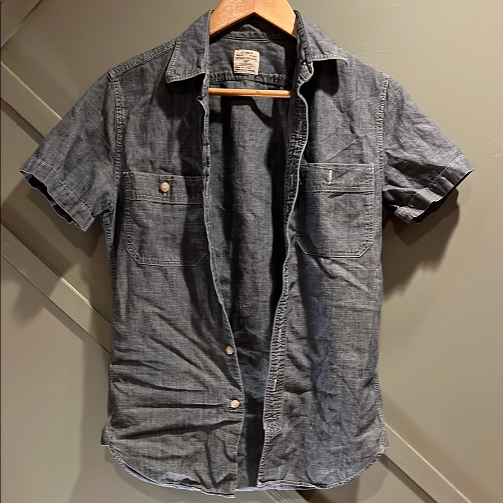 J. Crew Factory Blue Short-Sleeved Shirt